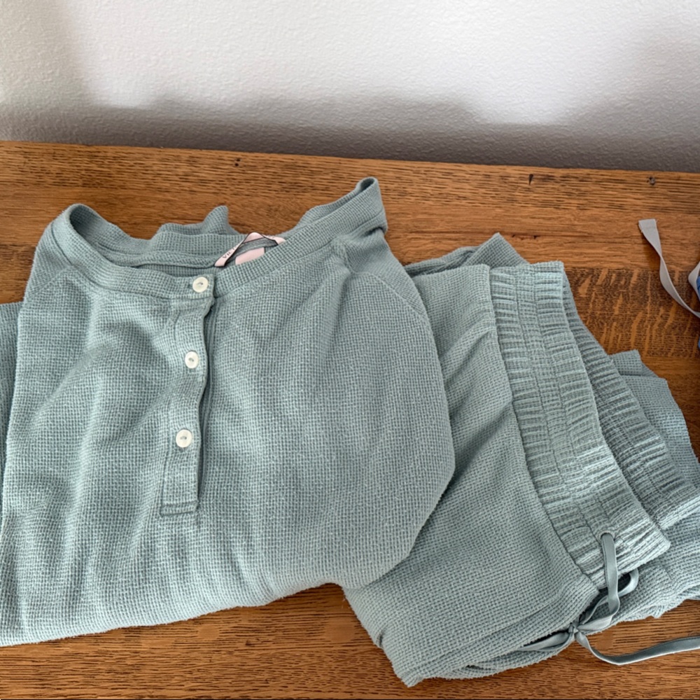 Victoria's Secret Soft Blue Waffle Knit Top